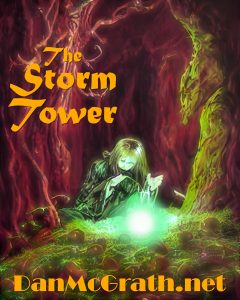 Art from the Supernatural fantasy thriller, The Storm Tower: Lana Arcana in the cave of glowing fungus.