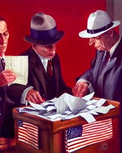 Stuffing the Ballot Box - Voter Fraud Painting - Election Integrity Watch Dan McGrath