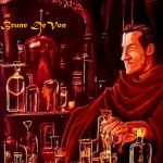 Sample image from the Fantasy Art Calendar inspired by the Storm Tower: Brune DeVon in Vardan's alchemical laboratory